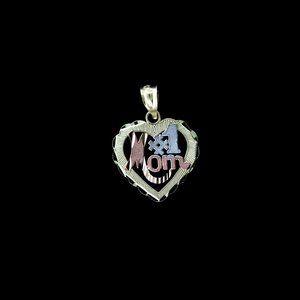 10K Yellow Gold #1 Mom Heart Pendant